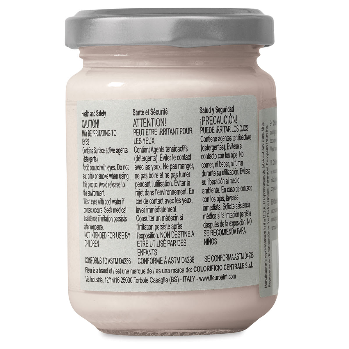 Fleur Chalky Look Paint - Sugar, 4.4 oz jar back
