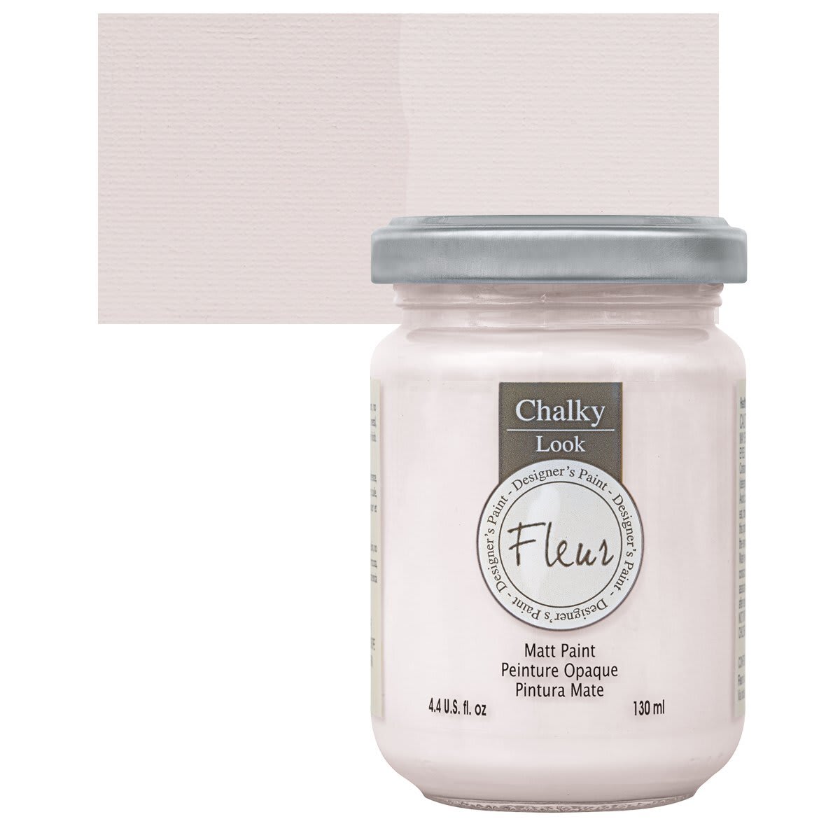 Fleur Chalky Look Paint - Sugar, 4.4 oz jar and swatch