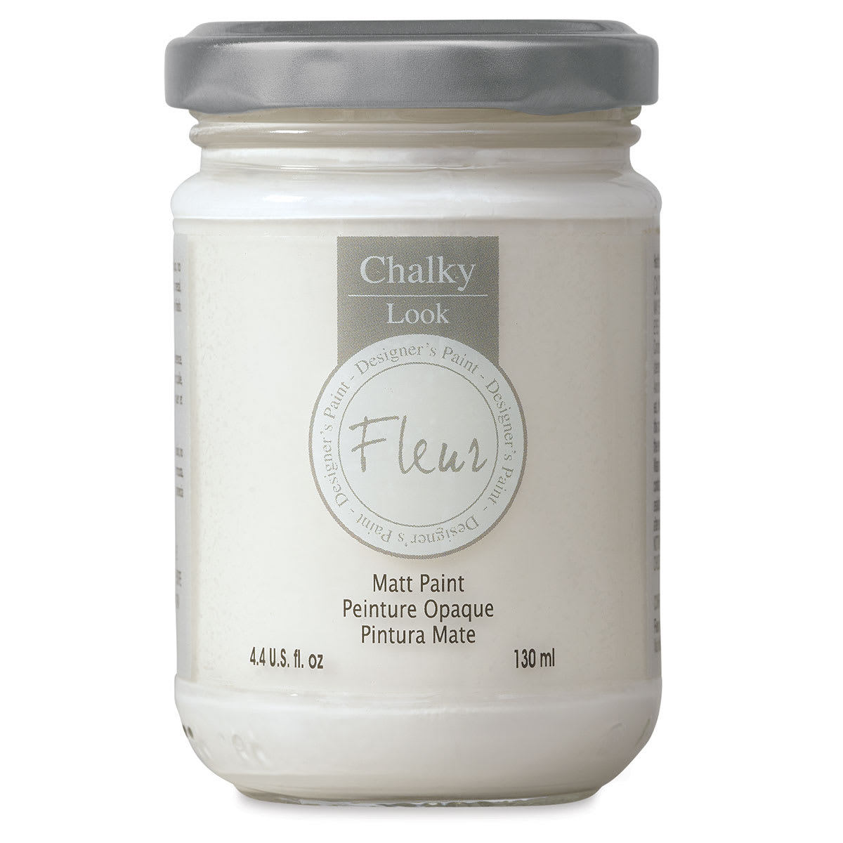 Fleur Chalky Look Paint - Chalk White, 4.4 oz jar