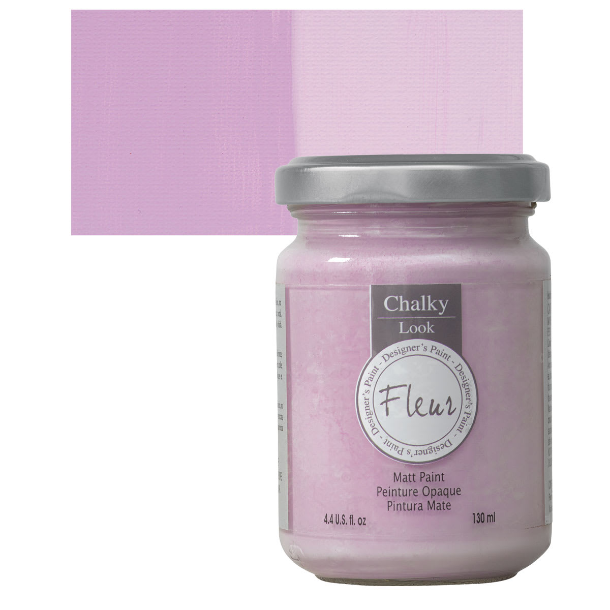 Fleur Chalky Look Paint - Babydoll Silk, 4.4 oz jar and swatch