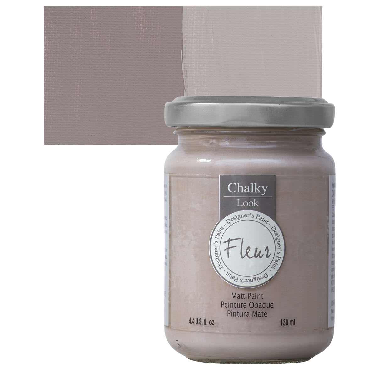 Fleur Chalky Look Paint - Indian Elephant, 4.4 oz jar and swatch