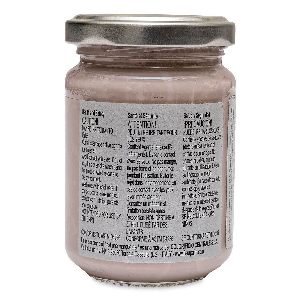 Fleur Chalky Look Paint - Milady Rose, 4.4 oz jar side view