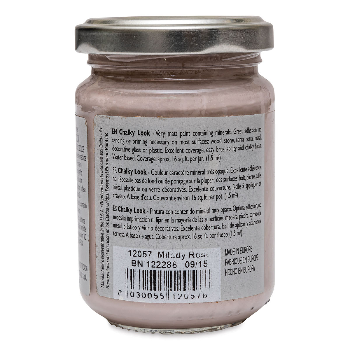 Fleur Chalky Look Paint - Milady Rose, 4.4 oz jar back