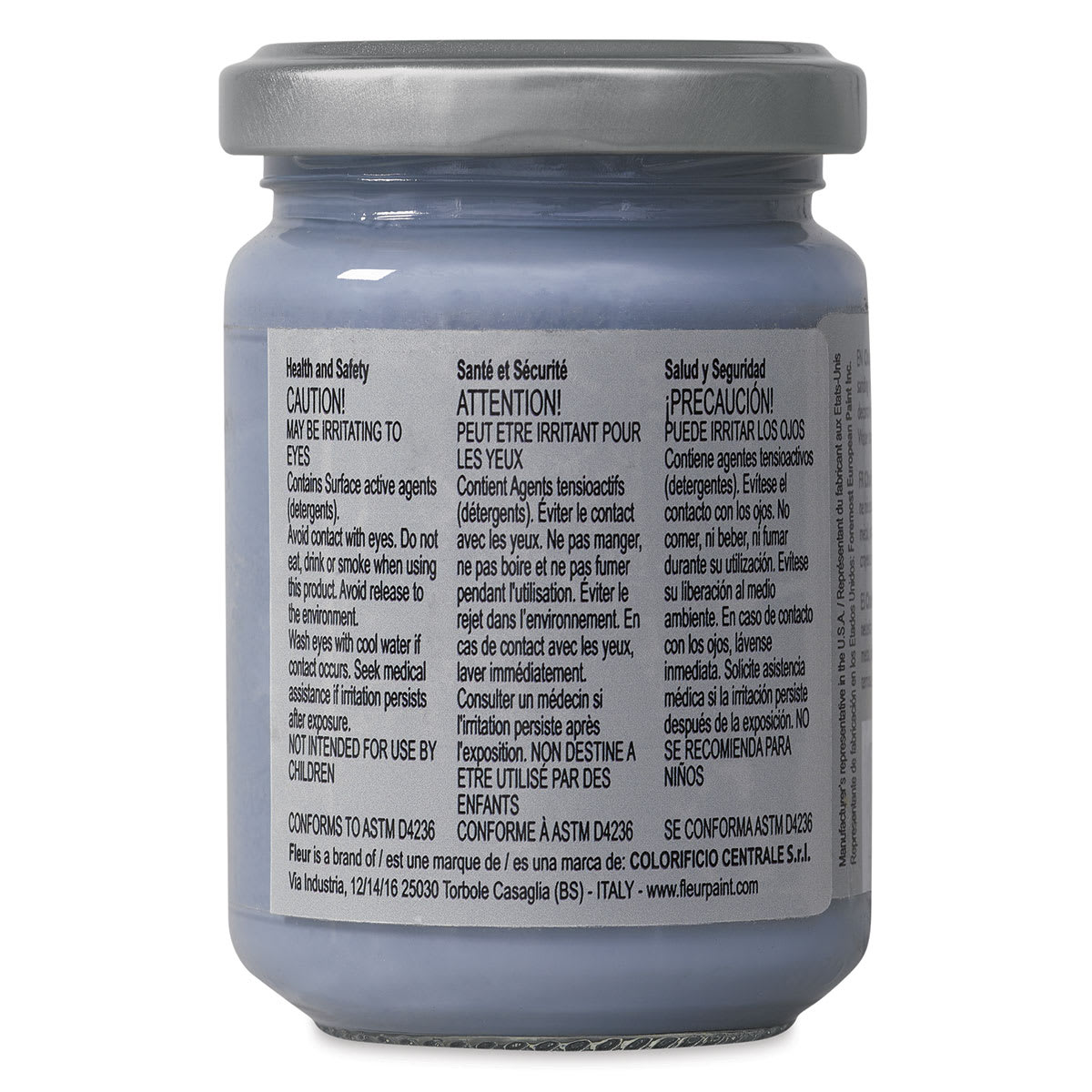 Fleur Chalky Look Paint - Copenhagen Blue, 4.4 oz jar back