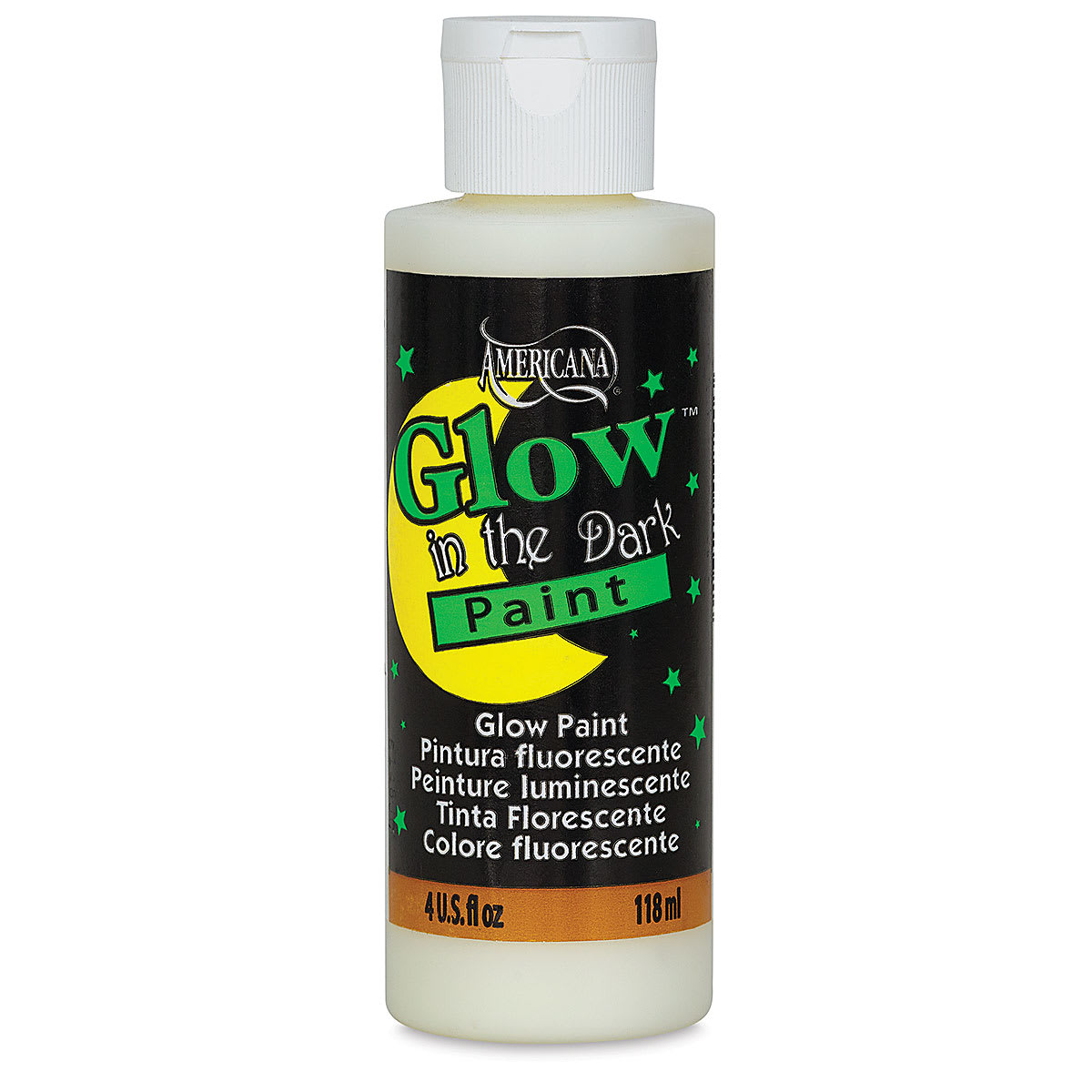 DecoArt Americana Acrylic Paint - Glow in the Dark, 4 oz (Front of bottle)