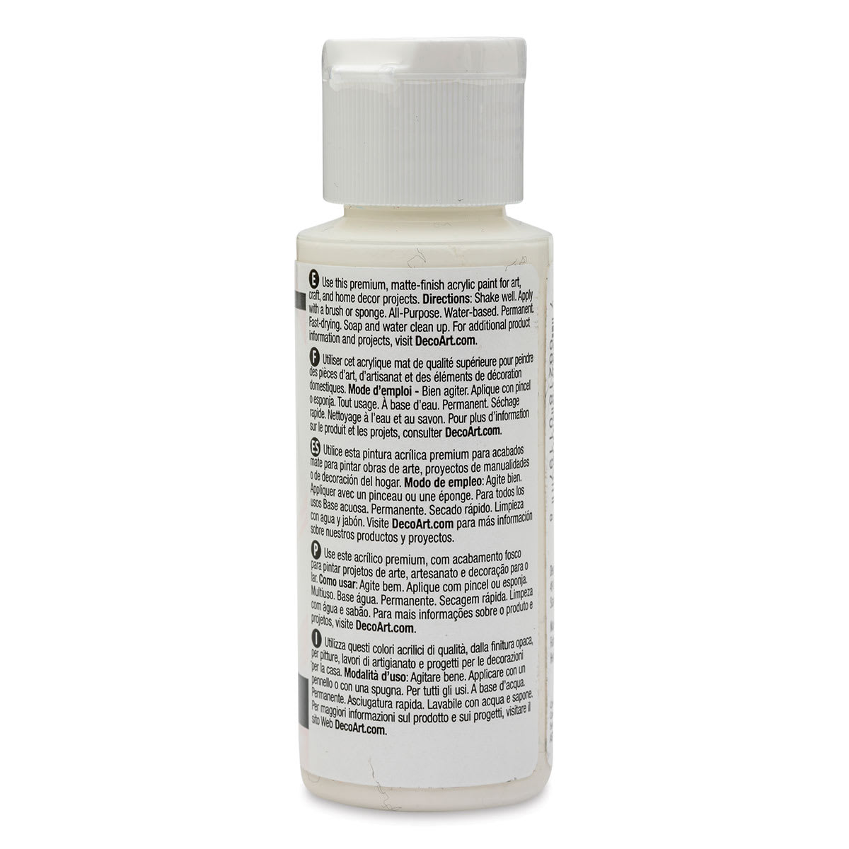 DecoArt Americana Acrylic Paint - Warm White, 2 oz (Back of bottle)