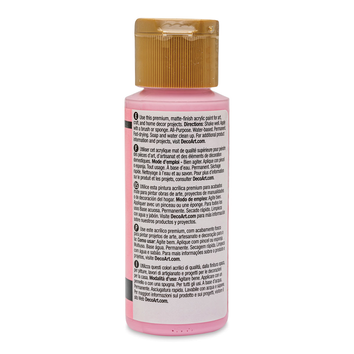 DecoArt Americana Acrylic Paint - Poodle Skirt Pink, 2 oz (Back of bottle)