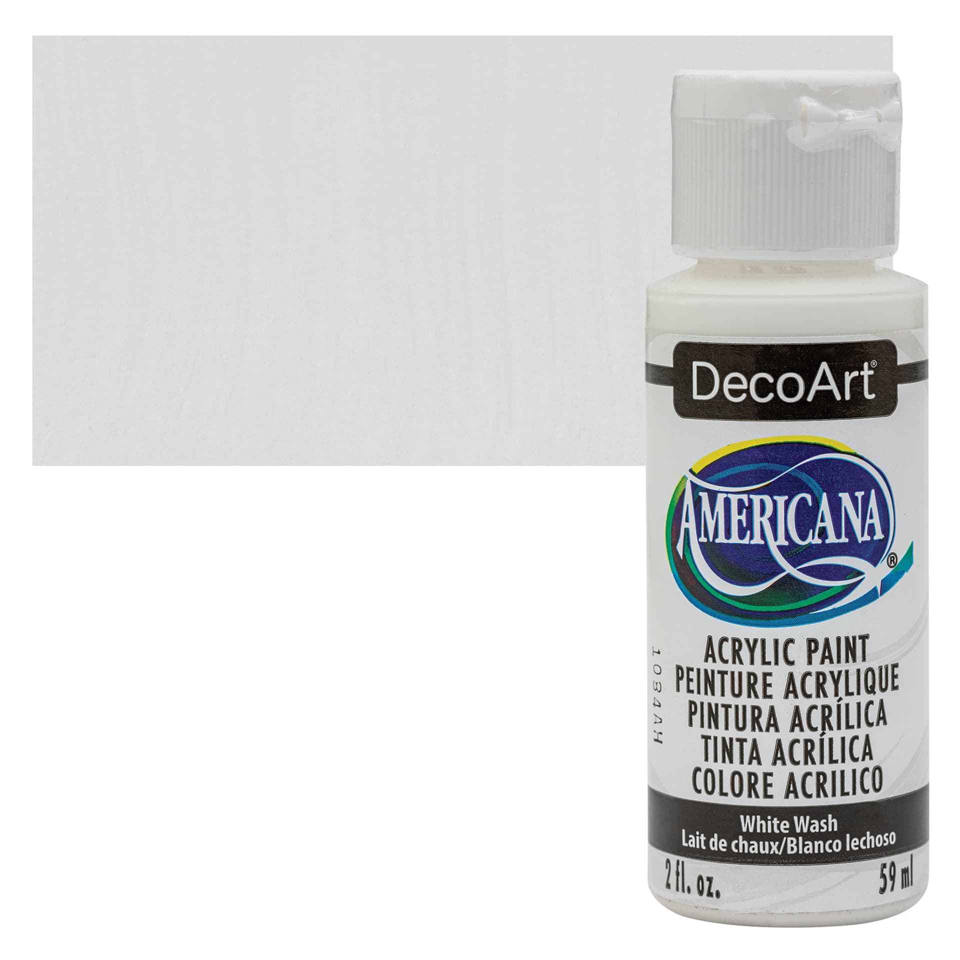 DecoArt Americana Acrylic Paint - White Wash, 2 oz bottle and swatch