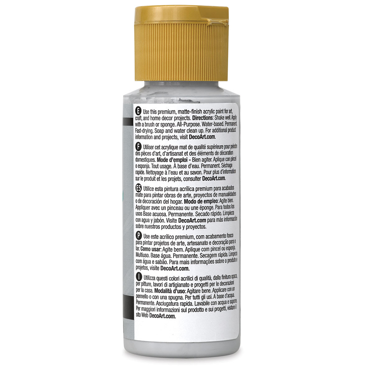 DecoArt Americana Acrylic Paint - Gray Sky, 2 oz (Back of bottle)