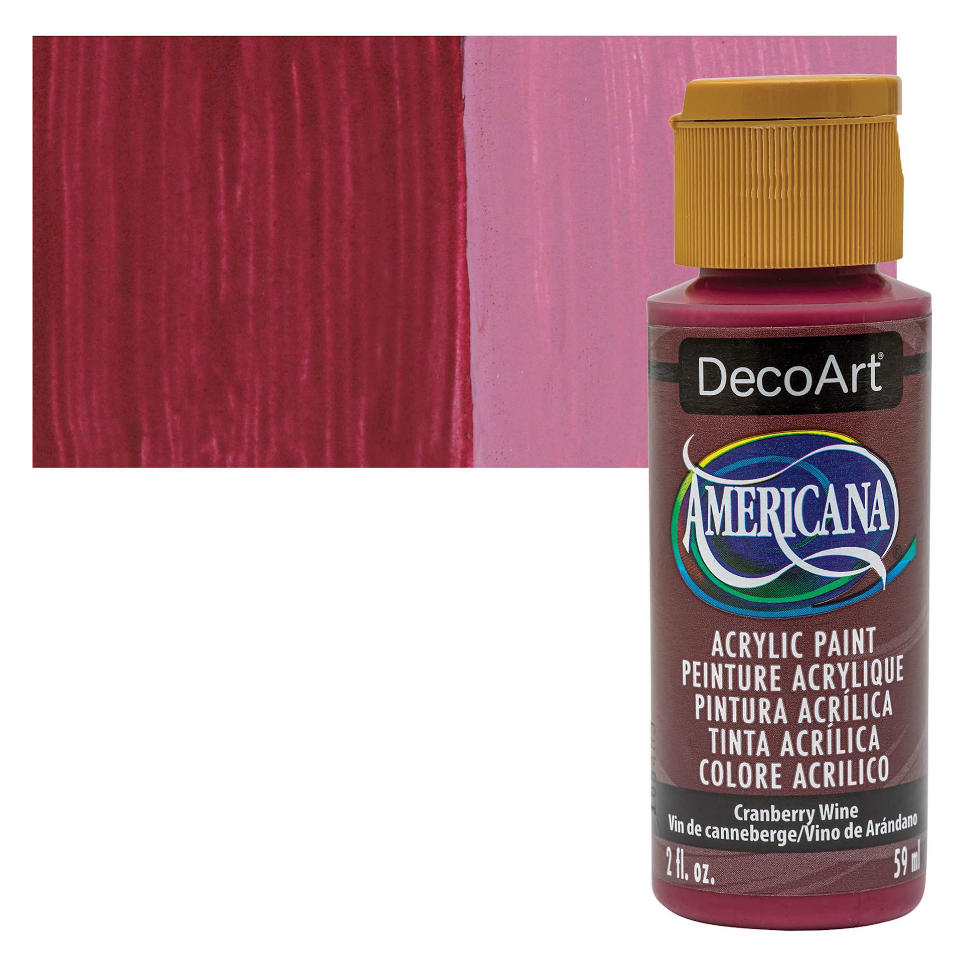 DecoArt Americana Acrylic Paint - Cranberry Wine, 2 oz bottle and swatch