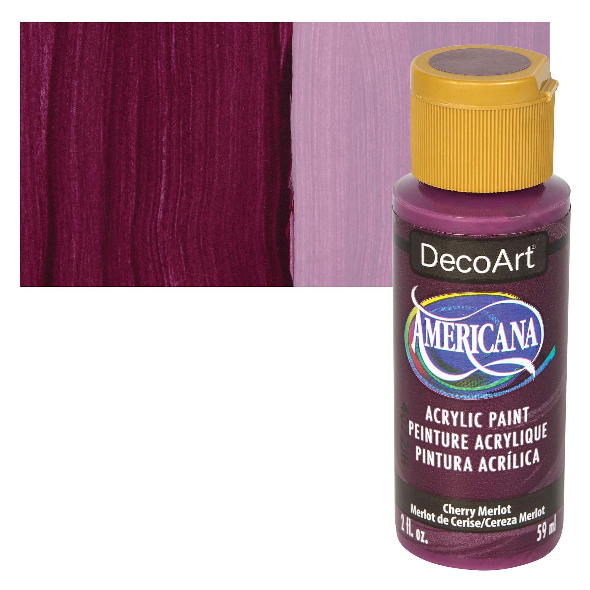 DecoArt Americana Acrylic Paint - Cherry Merlot, 2 oz bottle and swatch