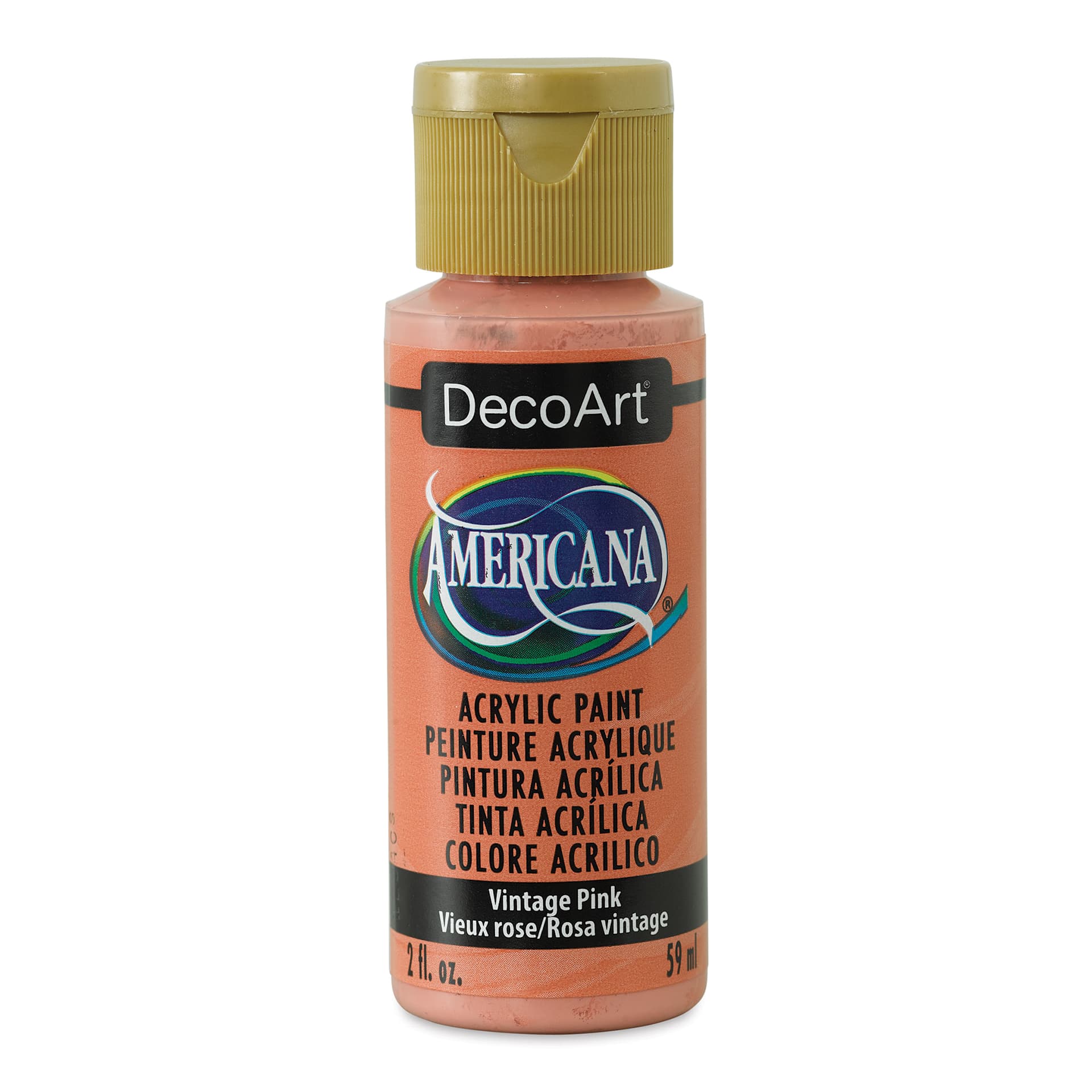 DecoArt Americana Acrylic Paint - Vintage Pink, 2 oz (Front of bottle)