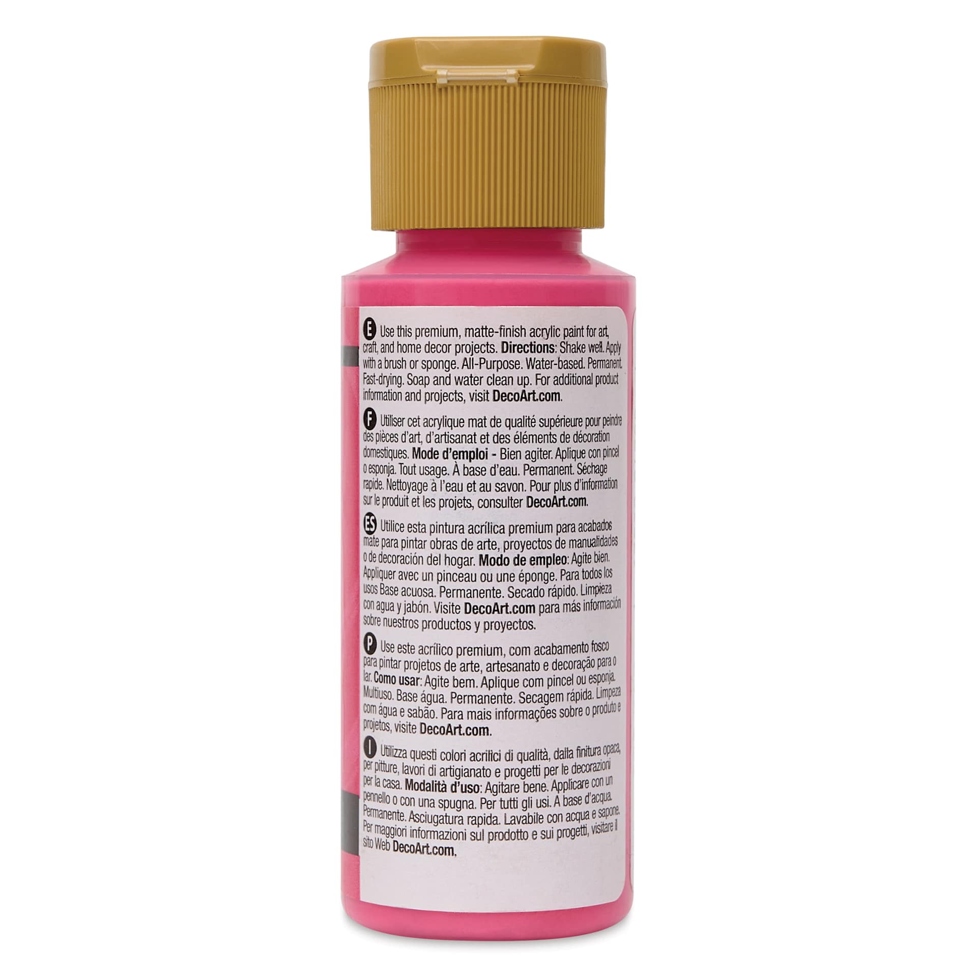 Back of DecoArt Americana Acrylic Paint - Dragon Fruit, 2 oz bottle