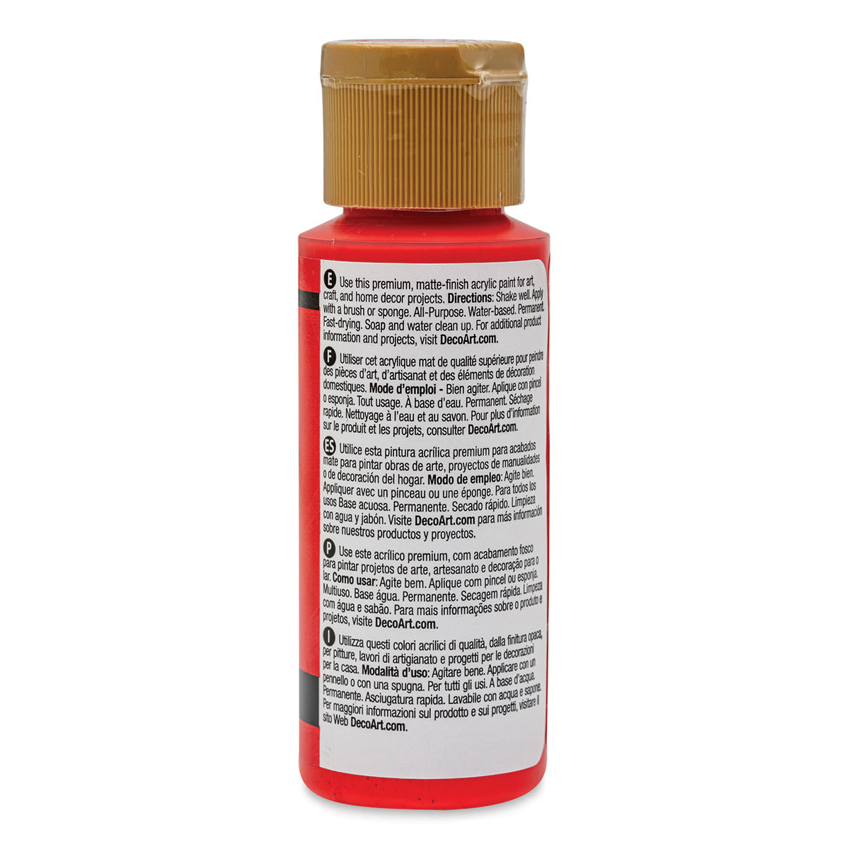 DecoArt Americana Acrylic Paint - True Red, 2 oz (Back of bottle)