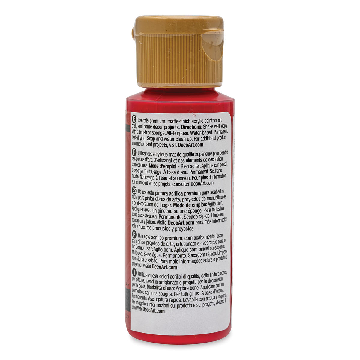 DecoArt Americana Acrylic Paint - Tuscan Red, 2 oz (Back of bottle)