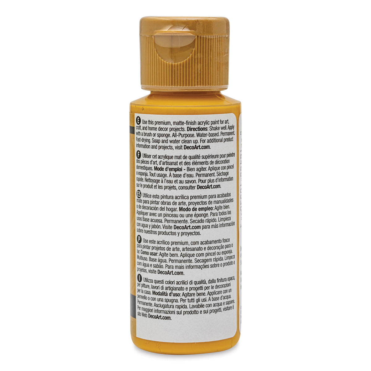 DecoArt Americana Acrylic Paint - Antique Gold, 2 oz (Back of bottle)