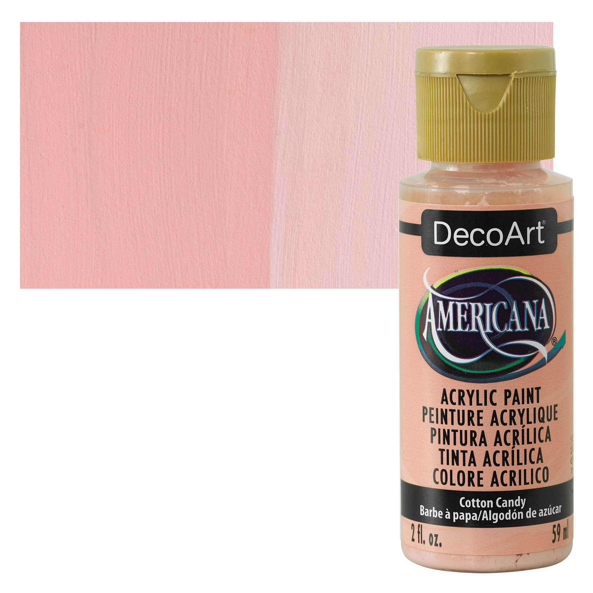 DecoArt Americana Acrylic Paint - Cotton Candy, 2 oz bottle and swatch