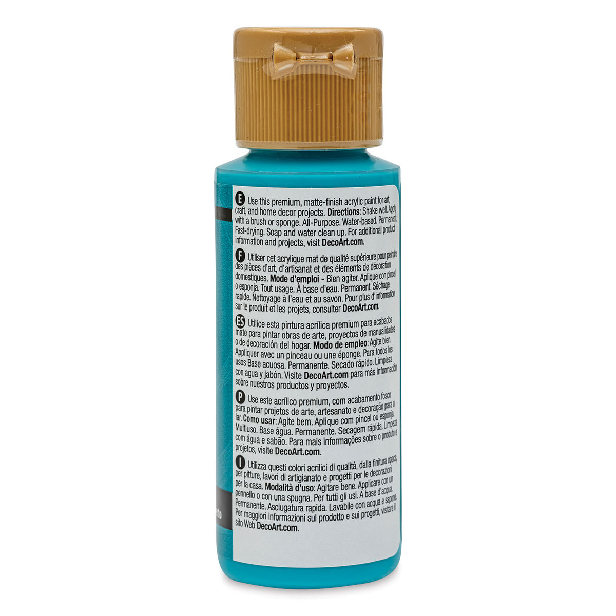 DecoArt Americana Acrylic Paint - Desert Turquoise, 2 oz (Back of bottle)