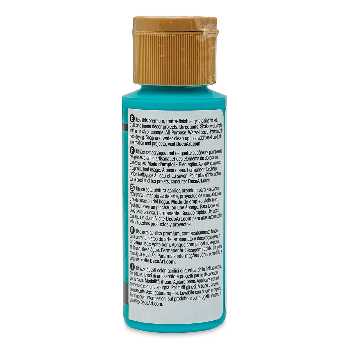 DecoArt Americana Acrylic Paint - Peacock Teal, 2 oz (Back of bottle)