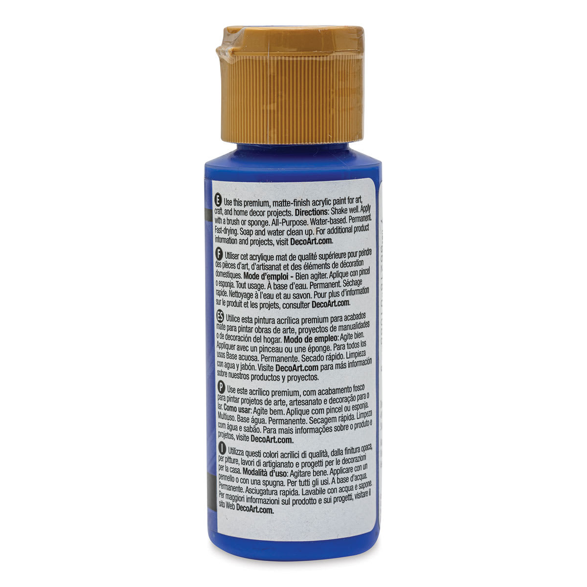 DecoArt Americana Acrylic Paint - Ultramarine Blue (Transparent), 2 oz (Back of bottle)