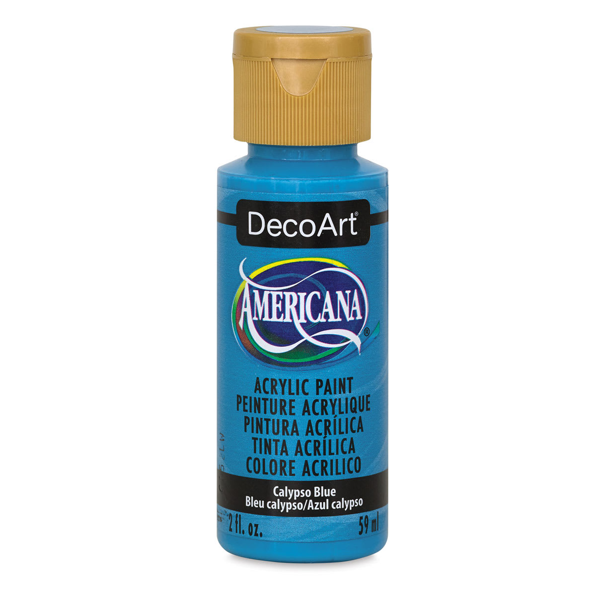DecoArt Americana Acrylic Paint - Calypso Blue, 2 oz (Front of bottle)