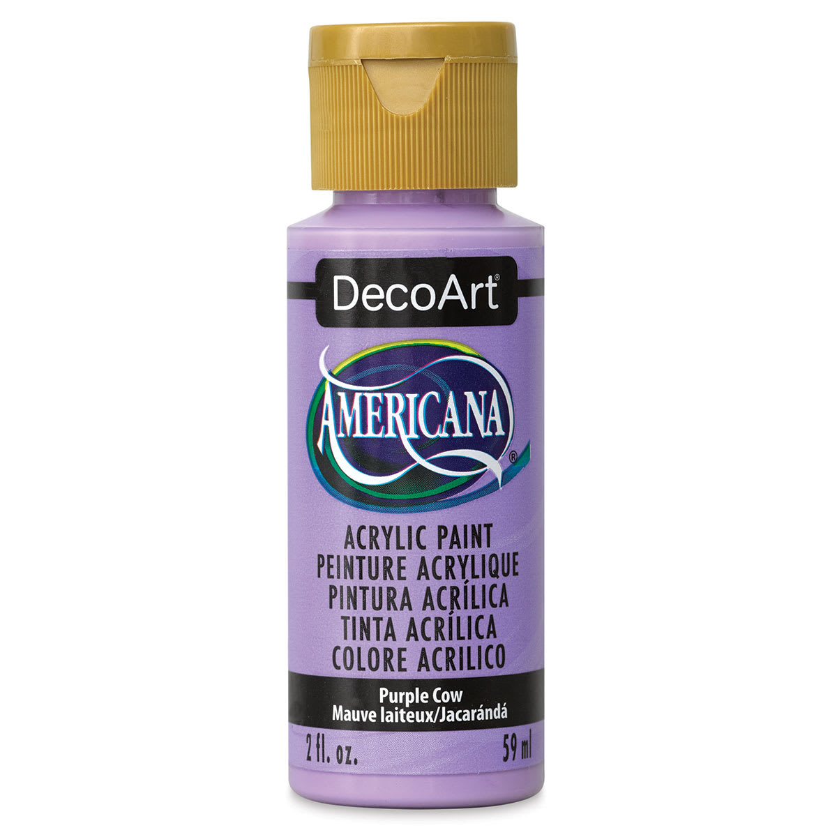 DecoArt Americana Acrylic Paint - Purple Cow, 2 oz (Front of bottle)