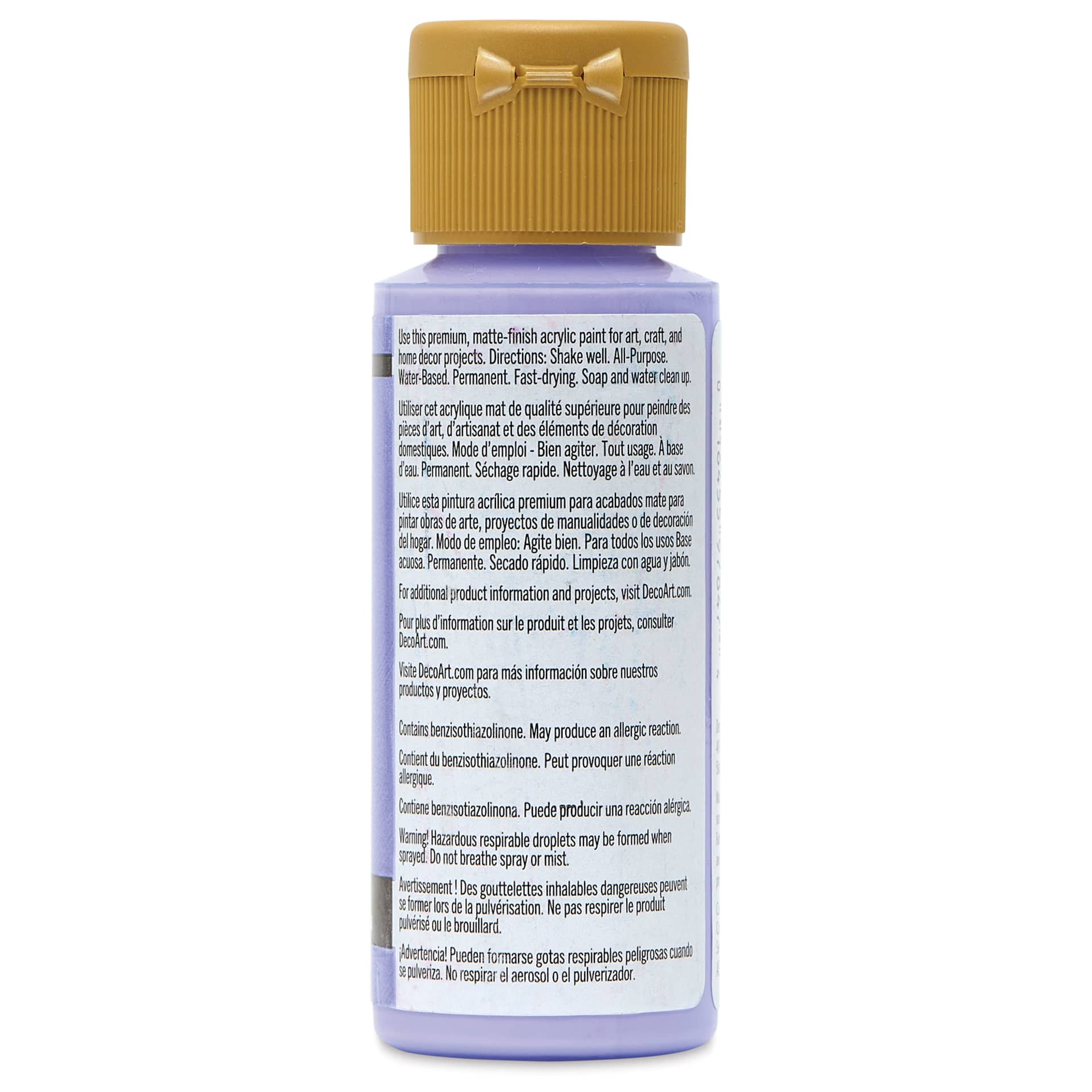 DecoArt Americana Acrylic Paint - Lavender Haze, 2 oz, back label