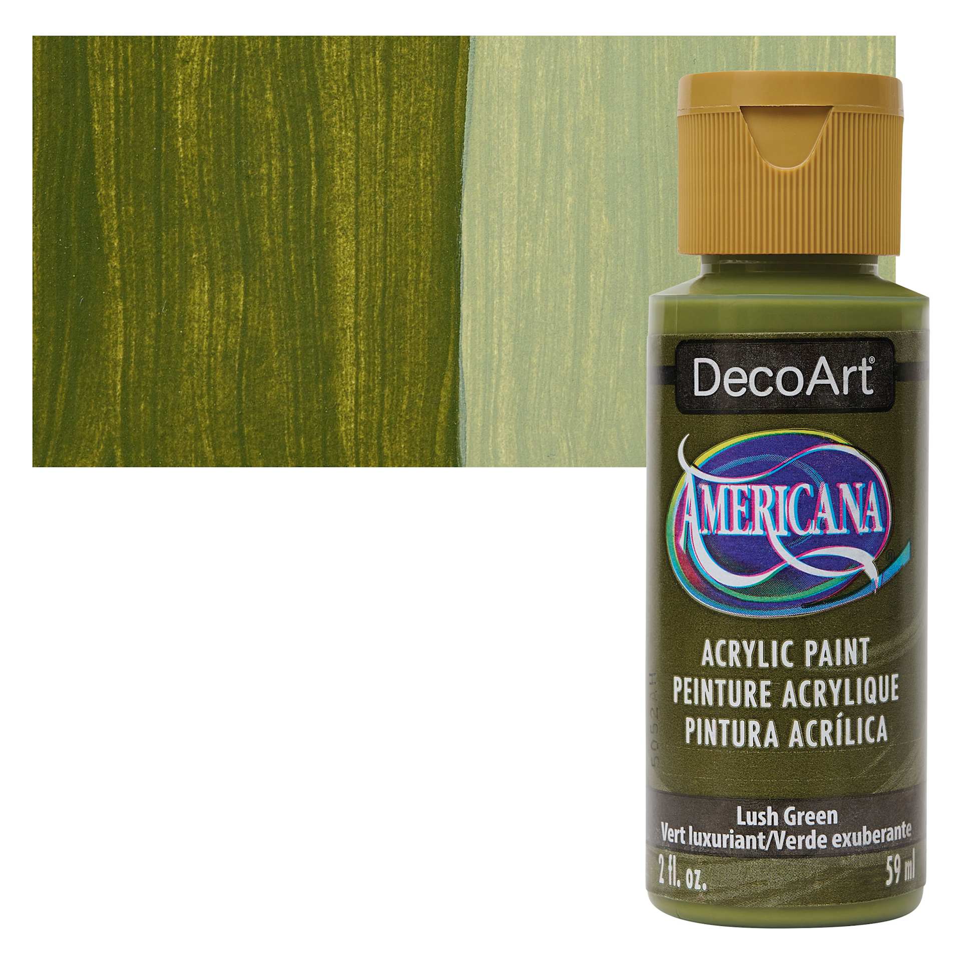 DecoArt Americana Acrylic Paint - Lush Green, 2 oz bottle and swatch