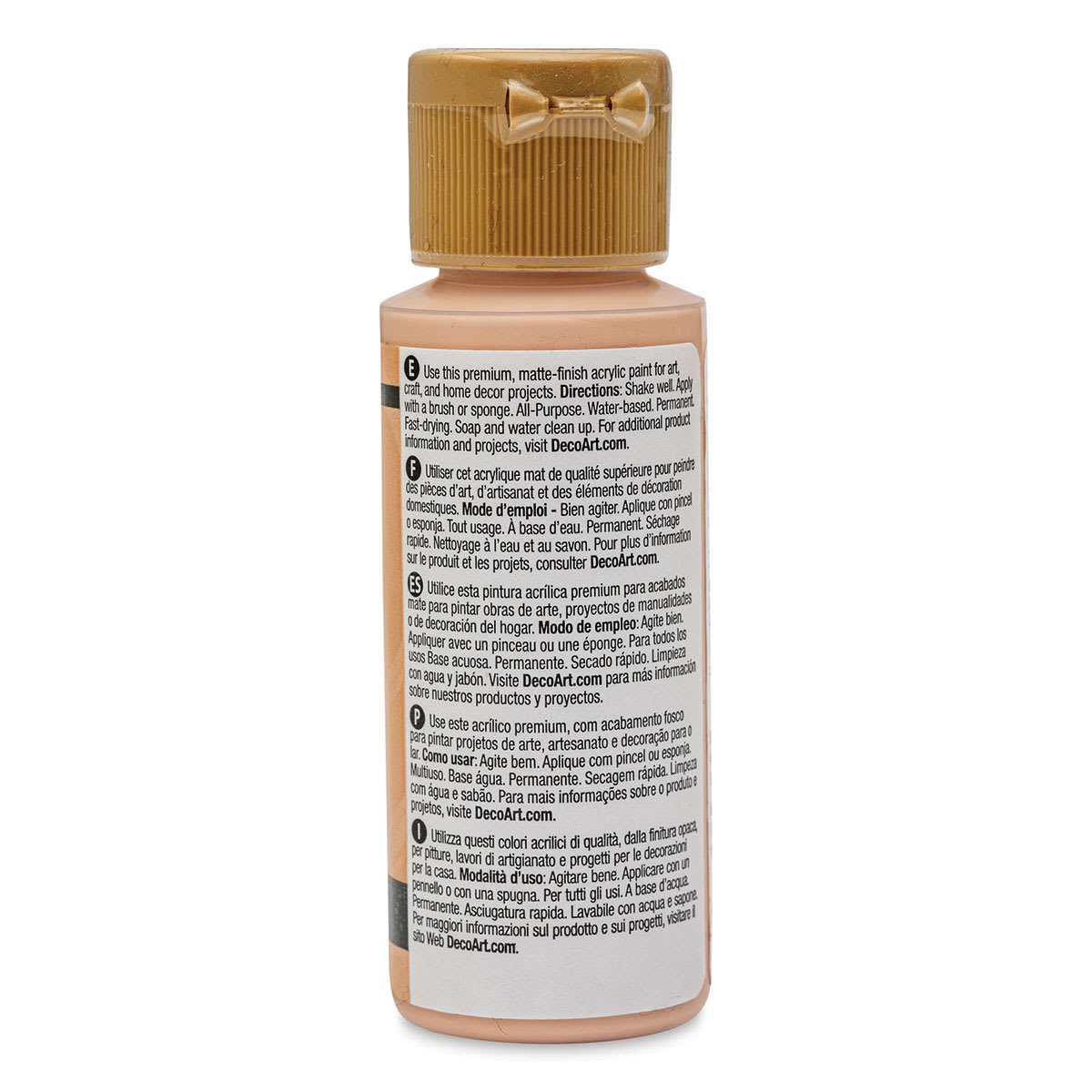DecoArt Americana Acrylic Paint - Warm Beige, 2 oz (Back of bottle)