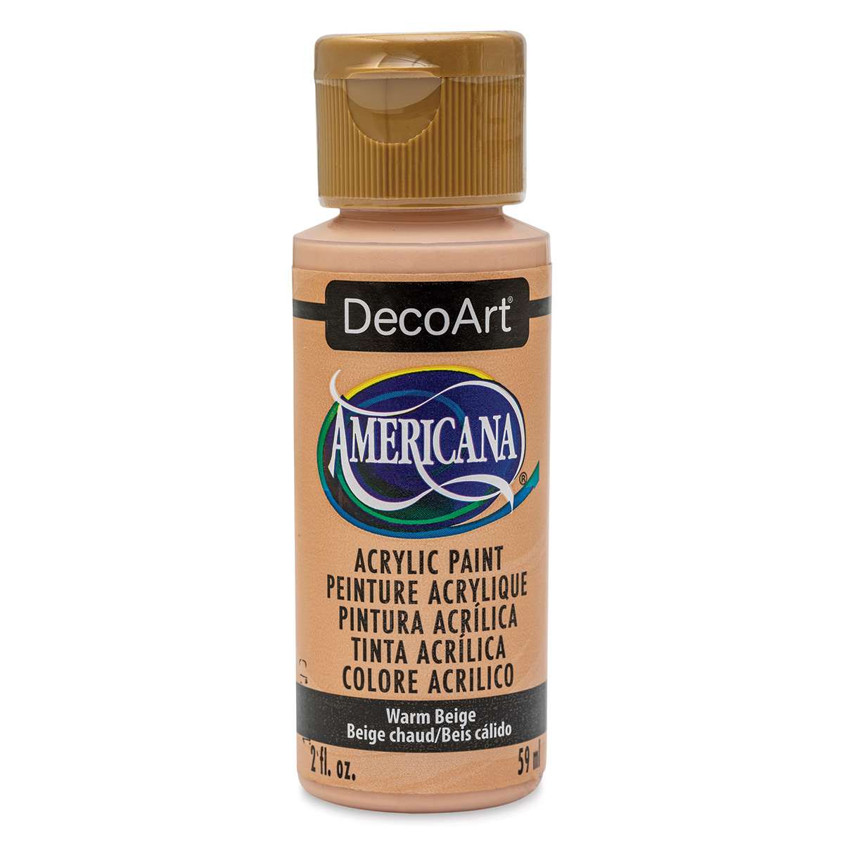DecoArt Americana Acrylic Paint - Warm Beige, 2 oz (Front of bottle)