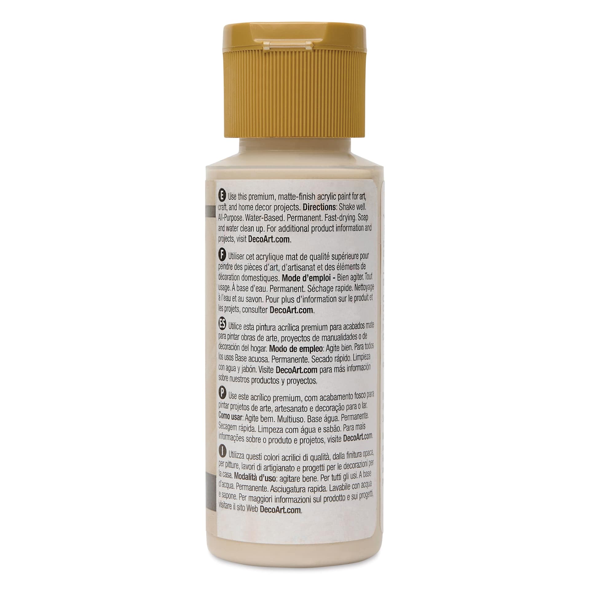 Back of DecoArt Americana Acrylic Paint - Oyster Beige, 2 oz bottle