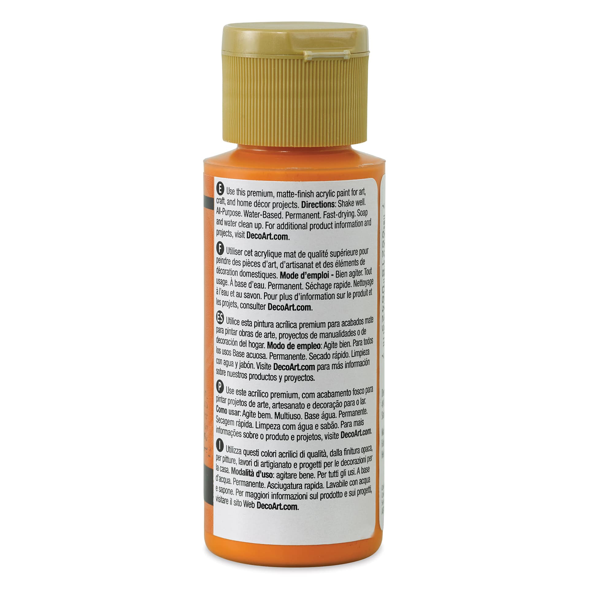 DecoArt Americana Acrylic Paint - Spice Pumpkin, 2 oz (Back of bottle)