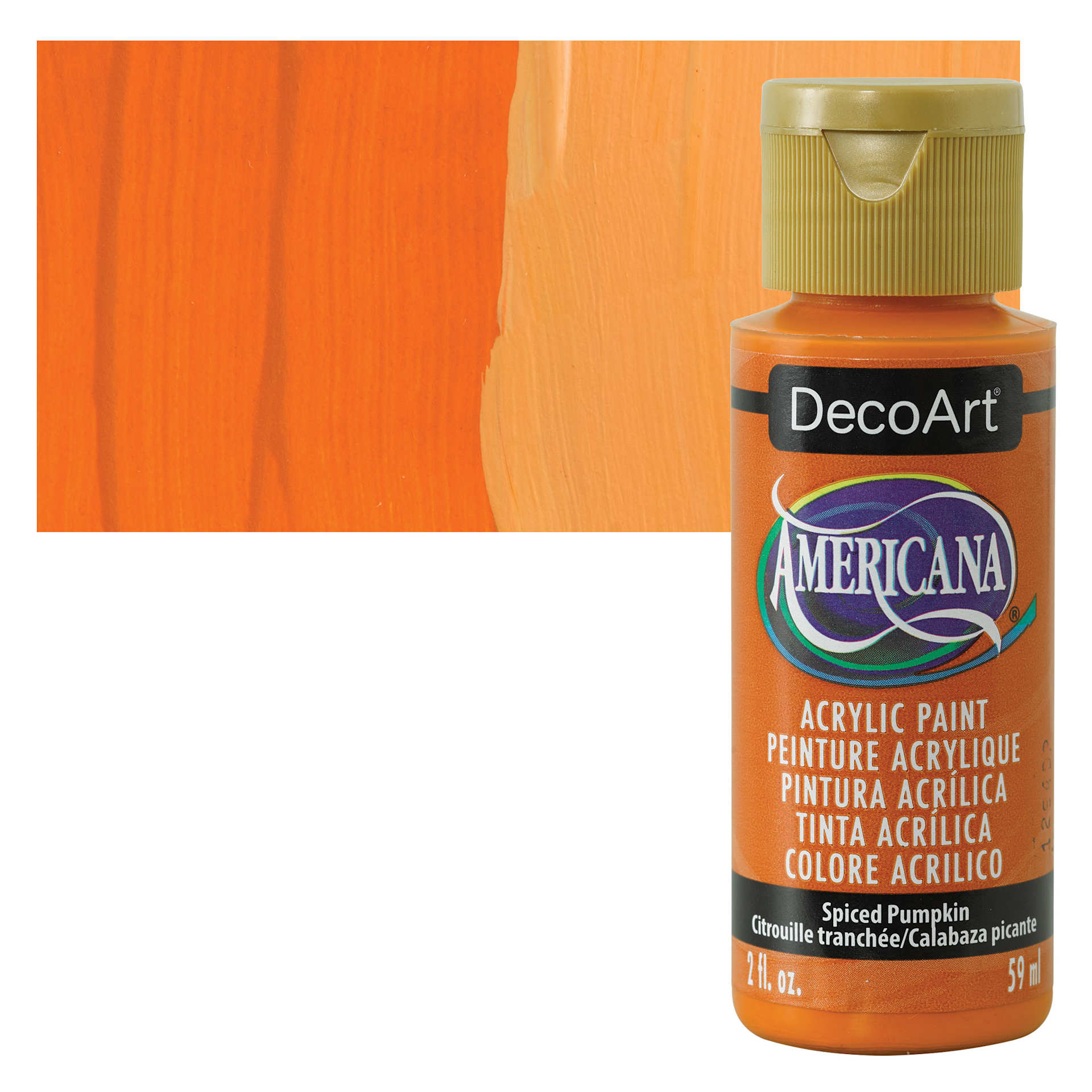DecoArt Americana Acrylic Paint - Spice Pumpkin, 2 oz bottle and swatch