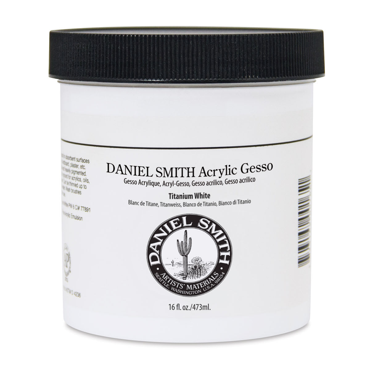Daniel Smith Acrylic Gesso - Front of 16 oz Titanium White Jar shown Daniel Smith Acrylic Gesso - Front of 16 oz Titanium White Jar shown
