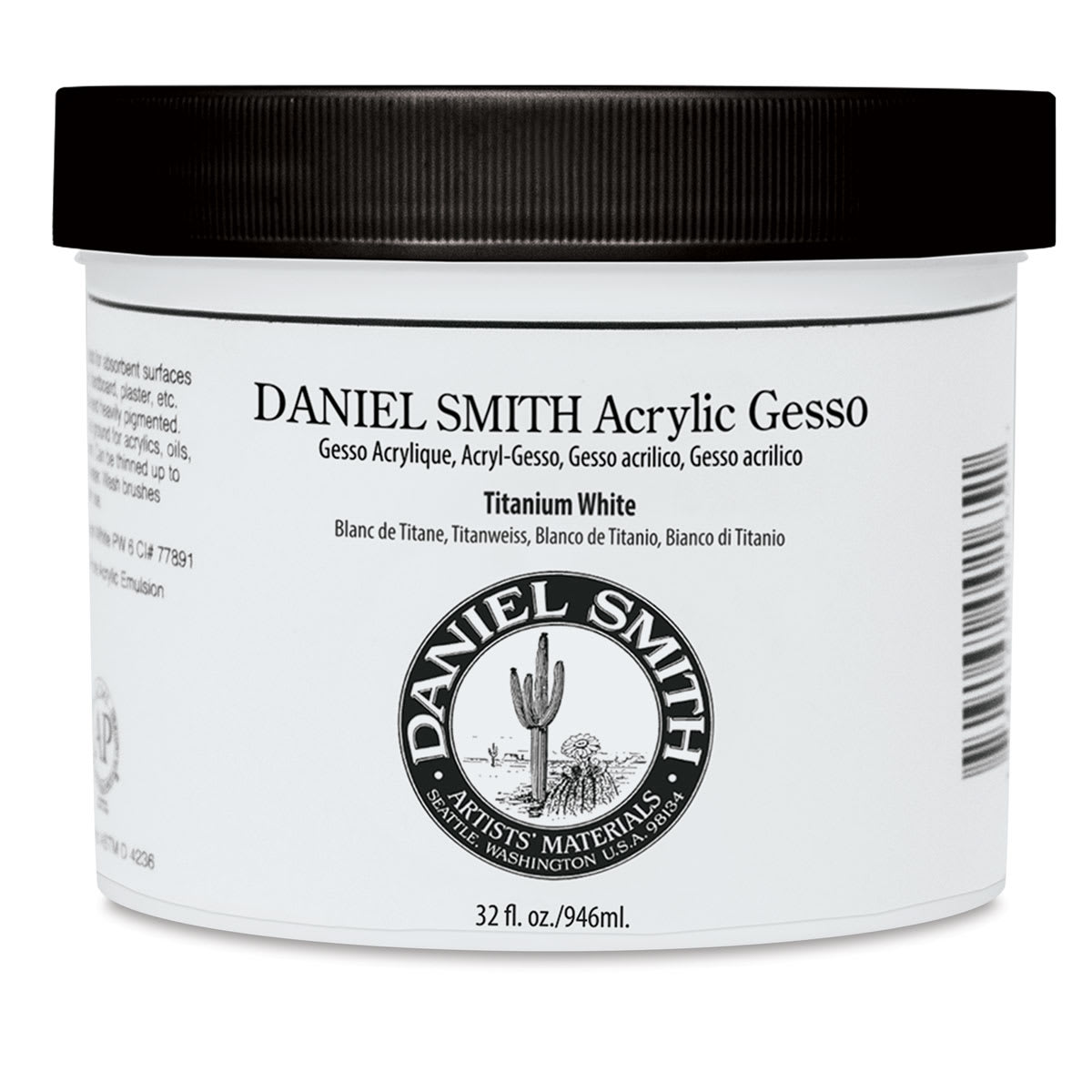 Daniel Smith Acrylic Gesso - Front of 32 oz Titanium White Jar shown Daniel Smith Acrylic Gesso - Front of 32 oz Titanium White Jar shown