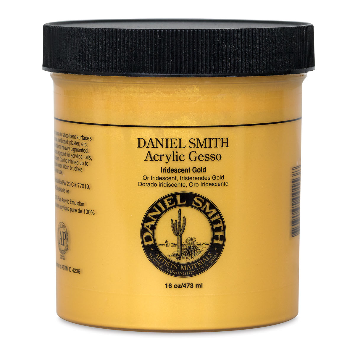 Daniel Smith Acrylic Gesso - Front of 16 oz Iridescent Gold Jar shown