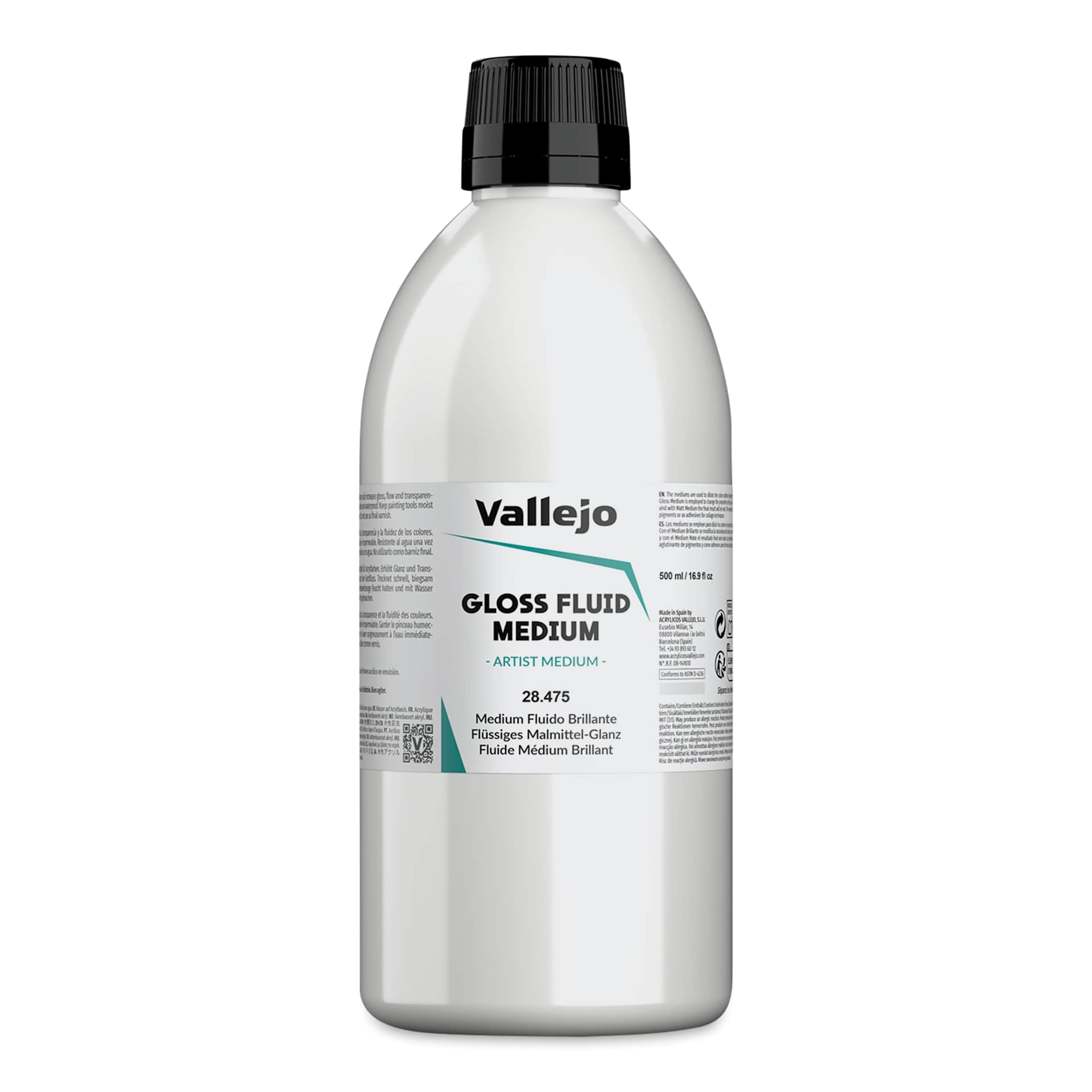 Vallejo Acrylic Fluid Medium - Gloss, 500 ml