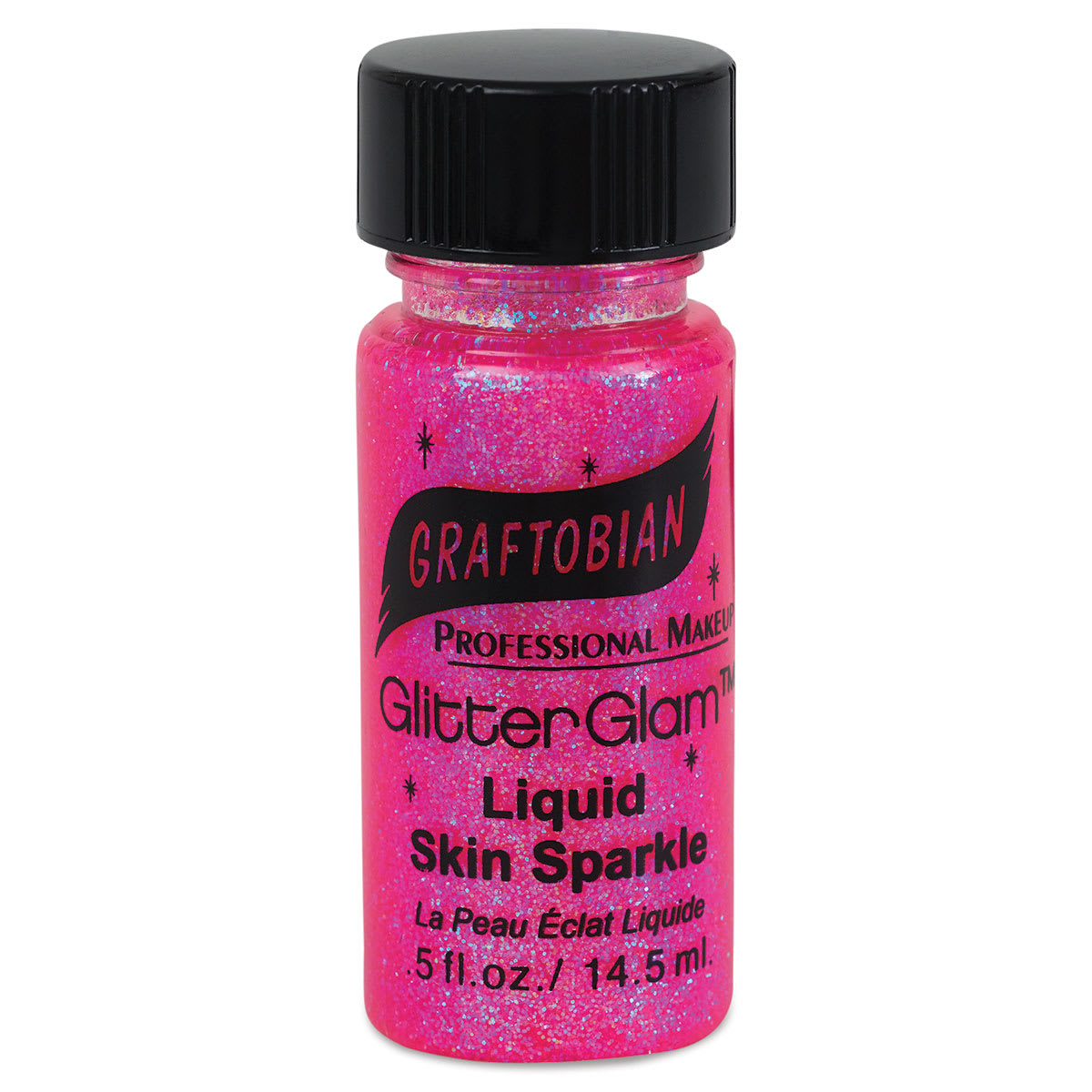 GlitterGlam Liquid Skin Sparkle - Front view of Pink Passion bottle