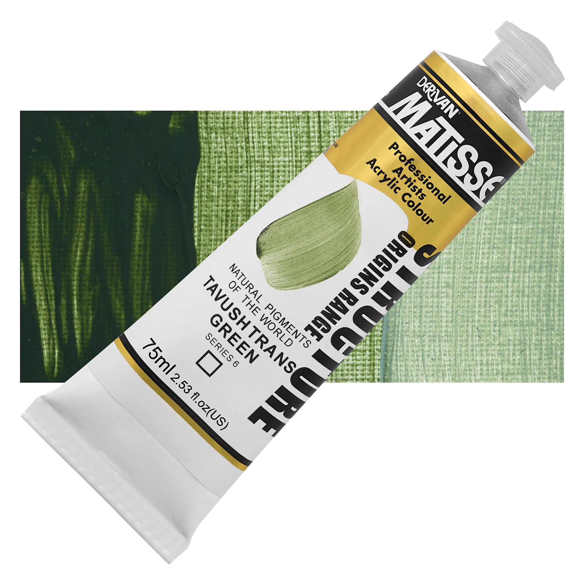 Matisse Structure Paint - Armenian Tavush Trans Green, 75 ml Tube and Swatch