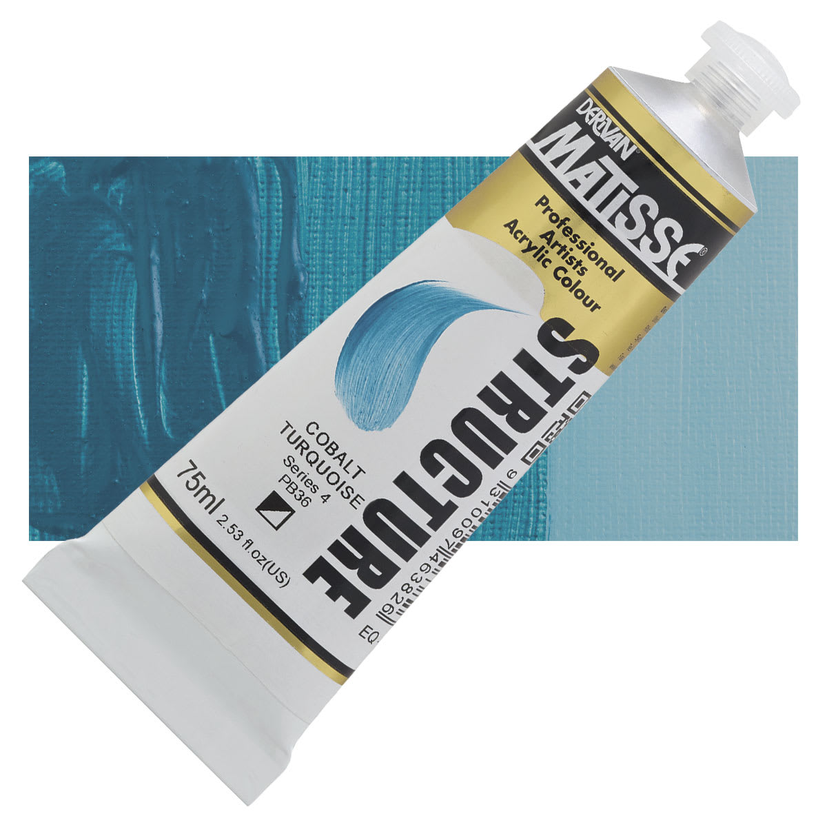 Matisse Structure Paint - Cobalt Turquoise, 75 ml tube and swatch