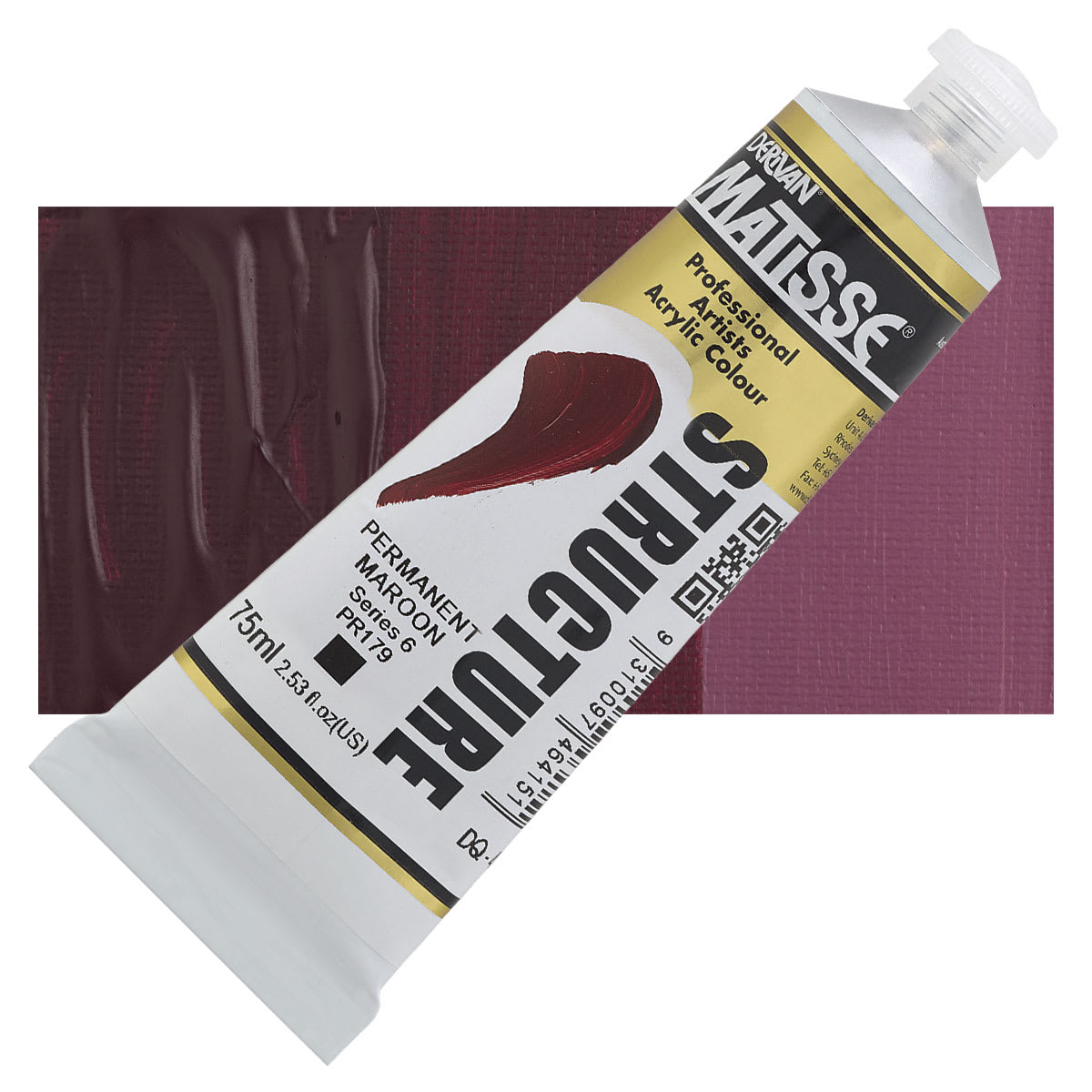 Matisse Structure Paint - Permanent Maroon, 75 ml tube and swatch