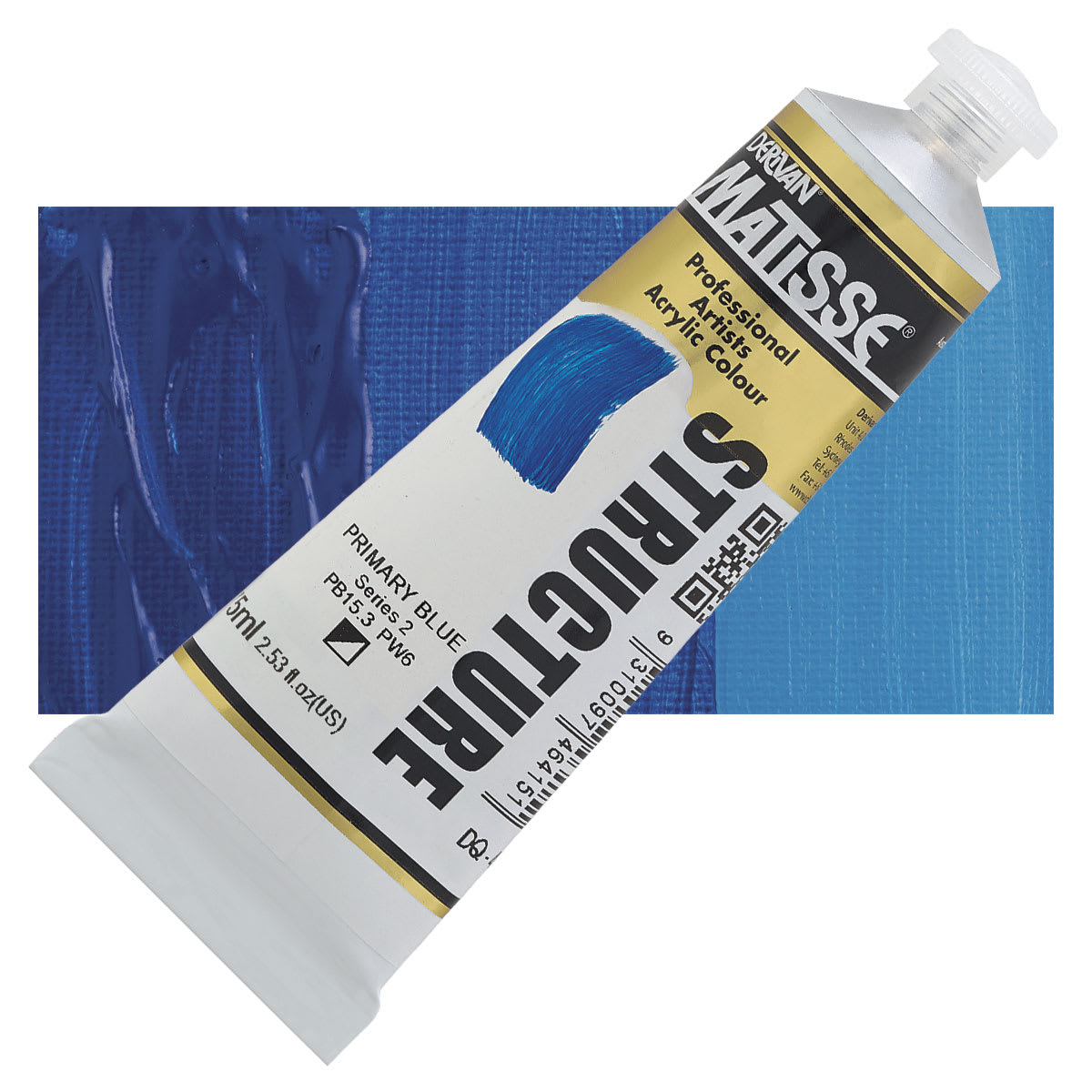 Matisse Structure Paint - Primary Blue, 75 ml tube and swatch