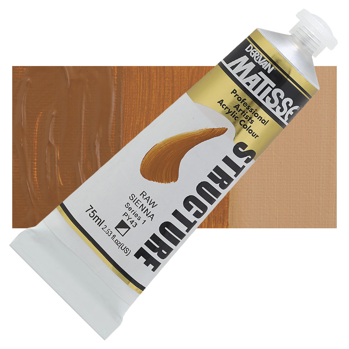 Matisse Structure Paint - Raw Sienna, 75 ml tube and swatch