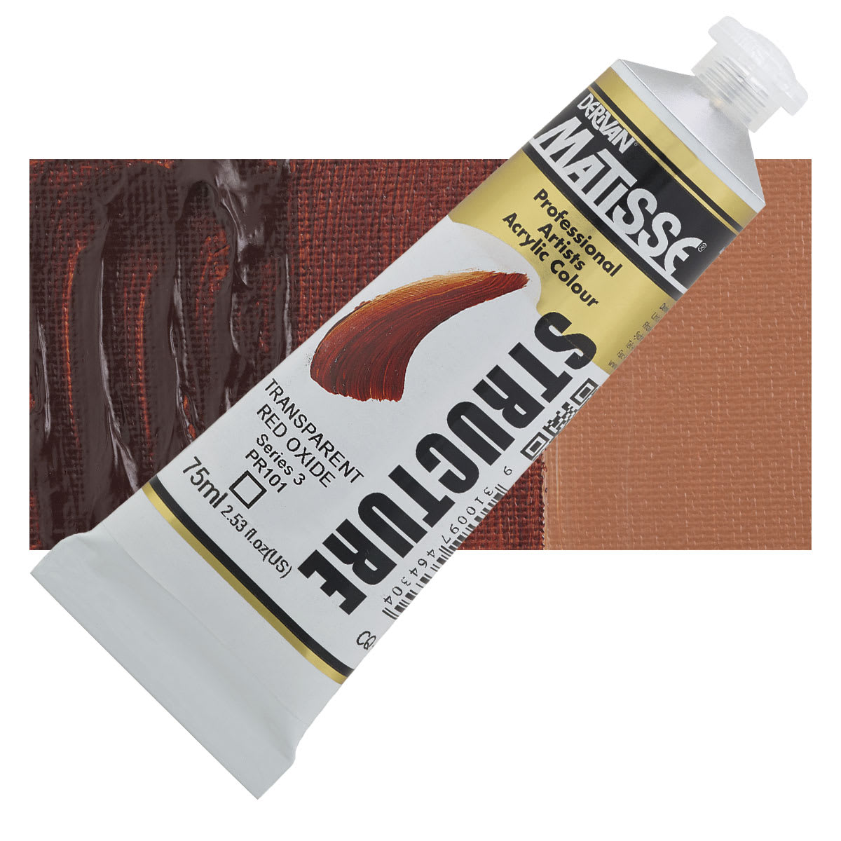 Matisse Structure Paint - Transparent Red Oxide, 75 ml tube and swatch
