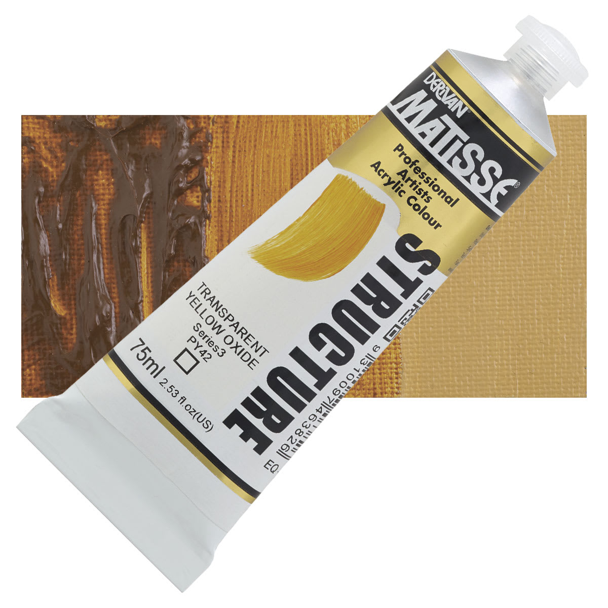 Matisse Structure Paint - Transparent Yellow Oxide, 75 ml tube and swatch Matisse Structure Paint - Transparent Yellow Oxide, 75 ml tube and swatch
