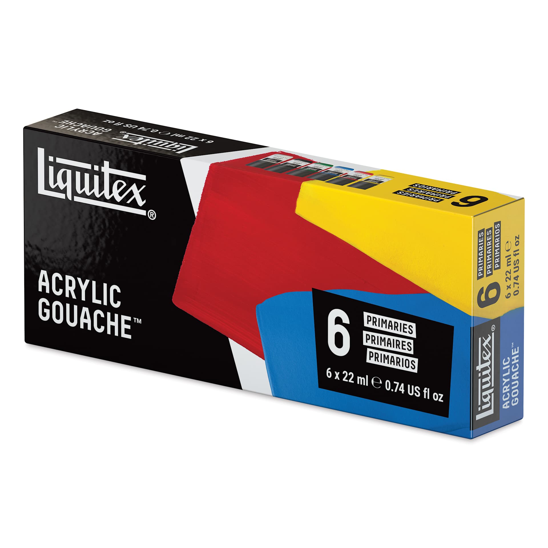 Liquitex Acrylic Gouache - Set of 6, Primaries, 22ml, packaging