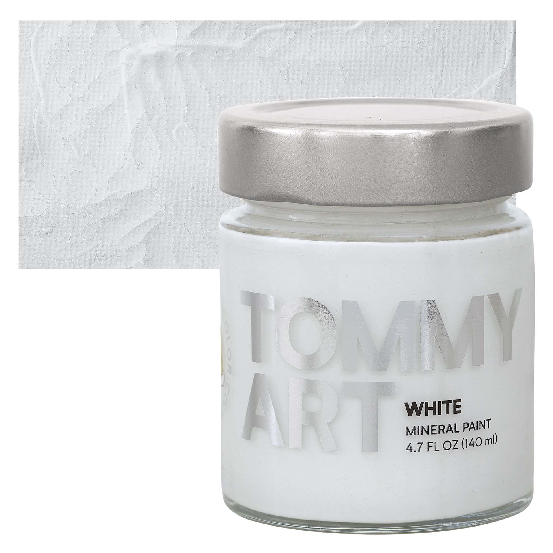 Tommy Art Mineral Paint - White, 140 ml jar and swatch
