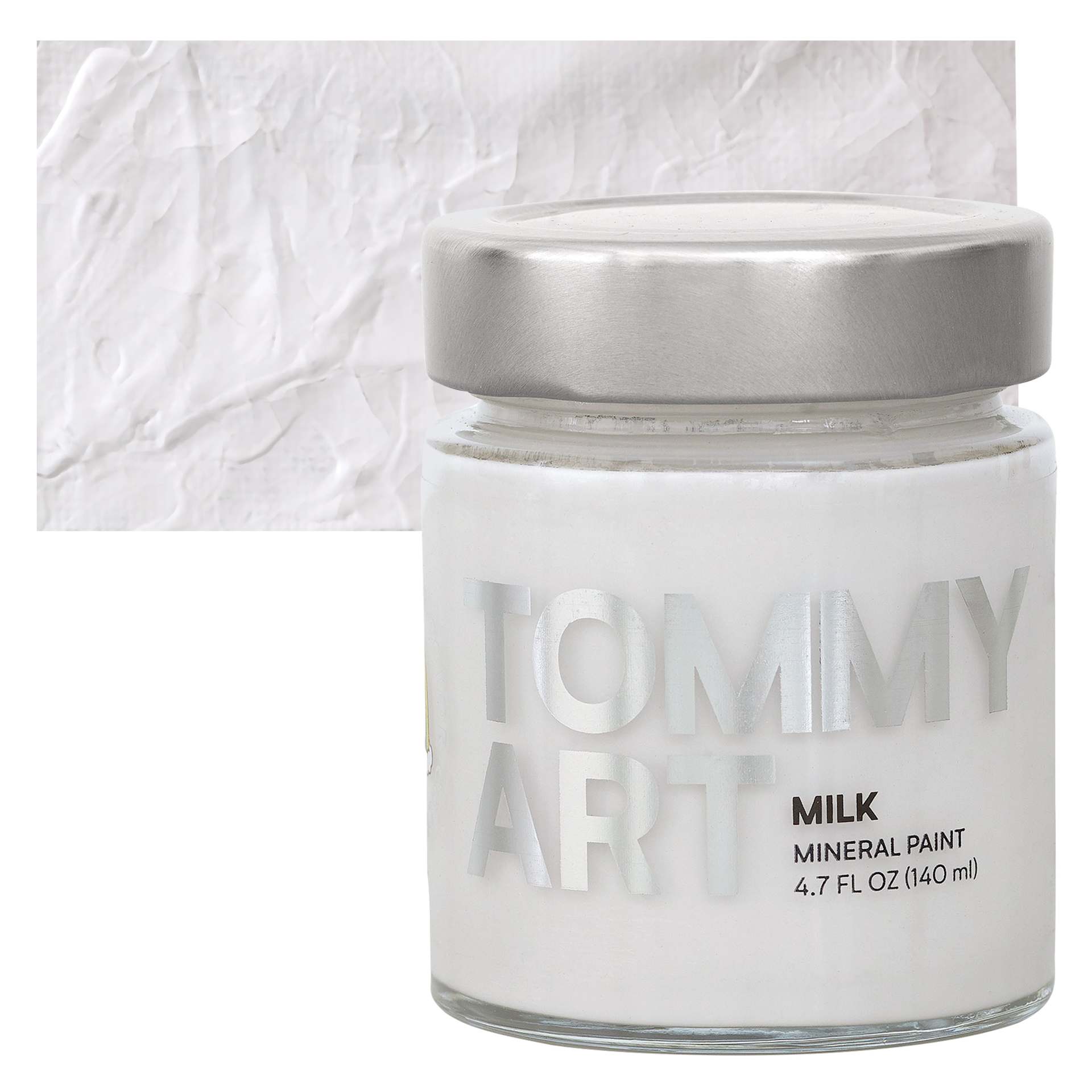 Tommy Art Mineral Paint - Milk, 140 ml jar and swatch