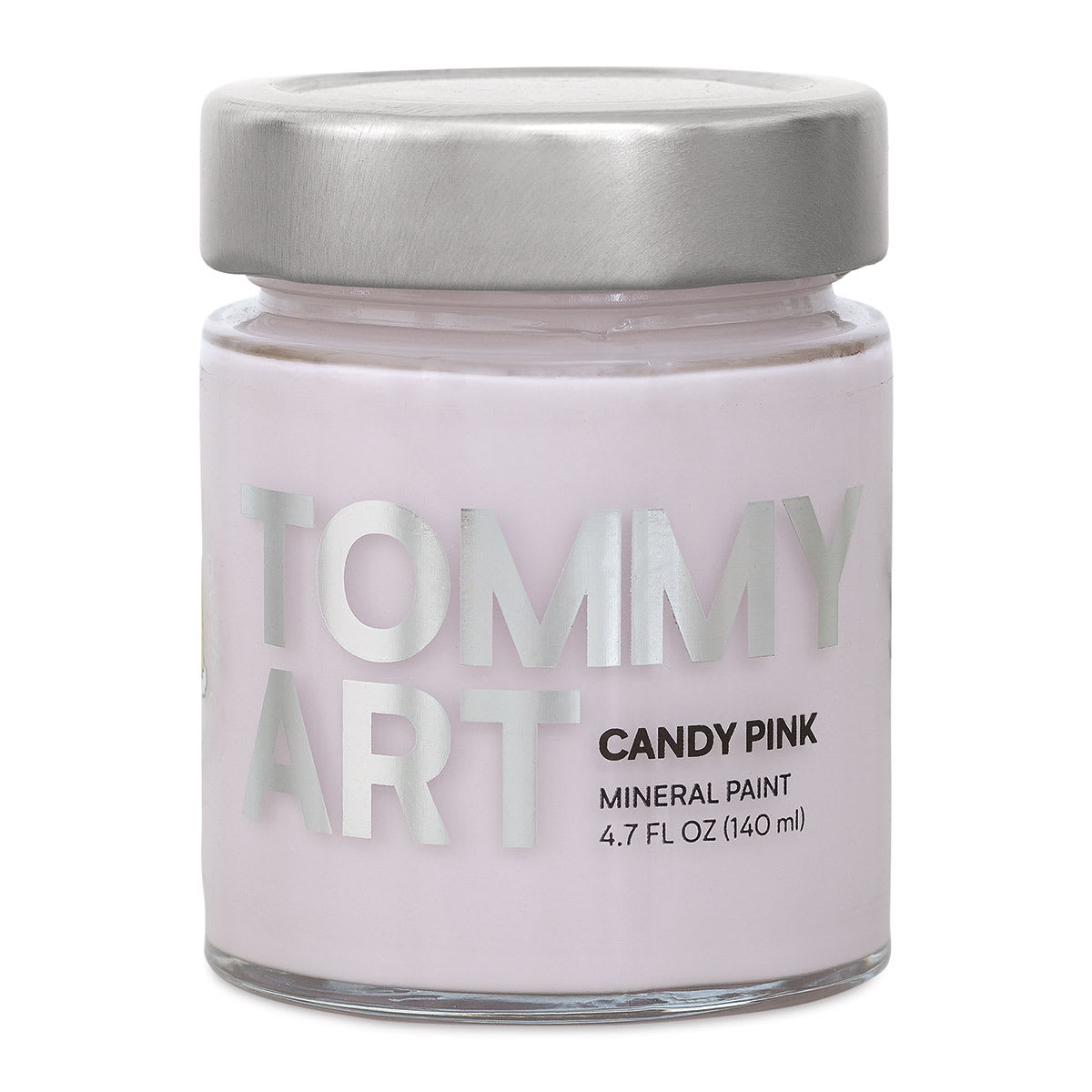 Tommy Art Mineral Paint - Front of 140 ml Jar of Candy Pink paint