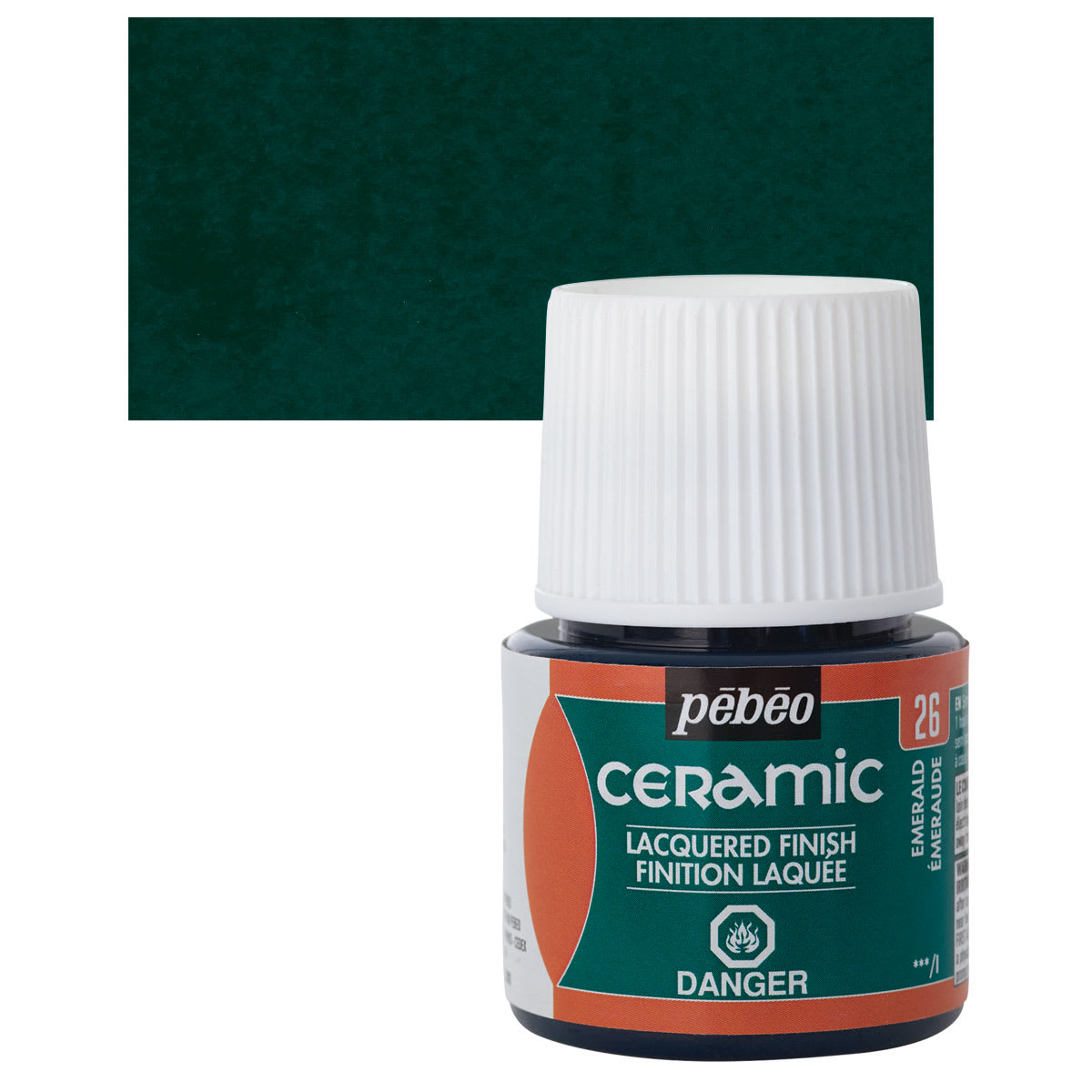 Pebeo Ceramic Paint - Emerald, 45 ml bottle and swatch